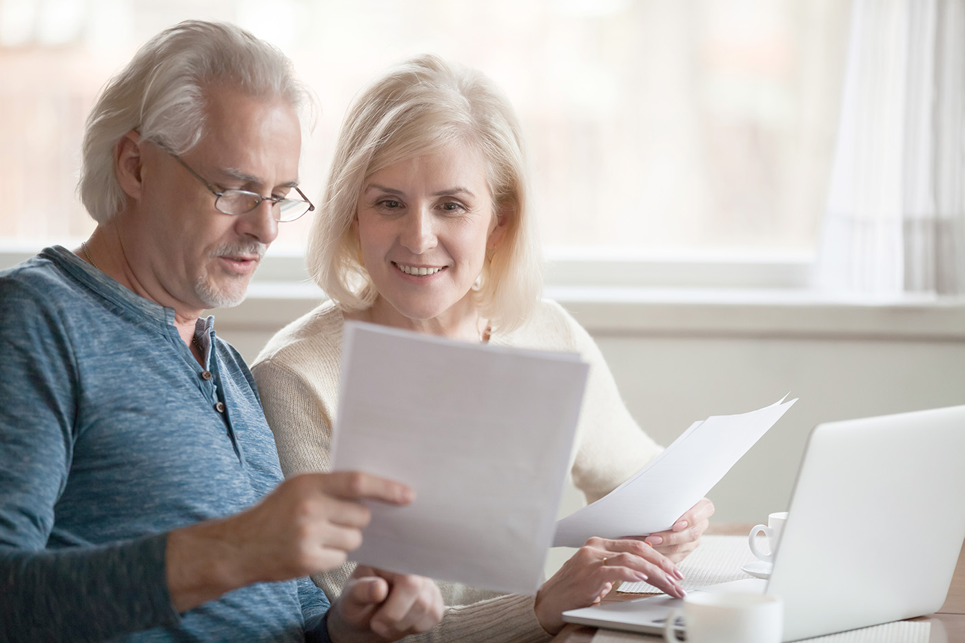 Elderly couple smiling