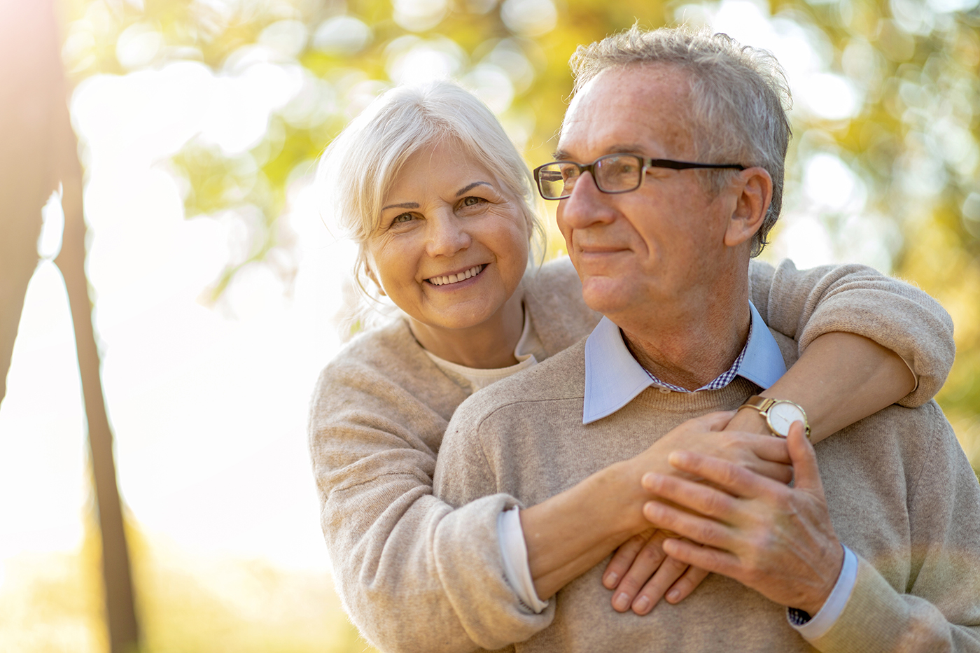 Elderly couple smiling